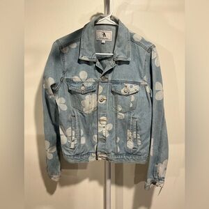 Floral Light Blue Jean Jacket